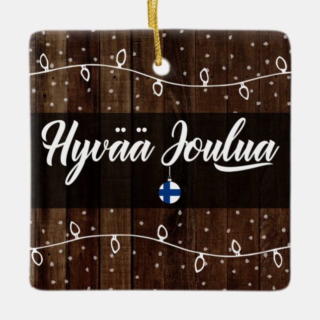 Finska God jul, Hyvää joulua Rustic Stil Julgransprydnad Keramik (Framsida)