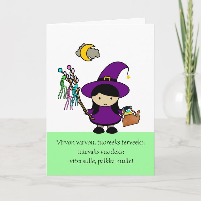 Finska Handflatan, Söndag, Cute Witch Kort (Framsida)