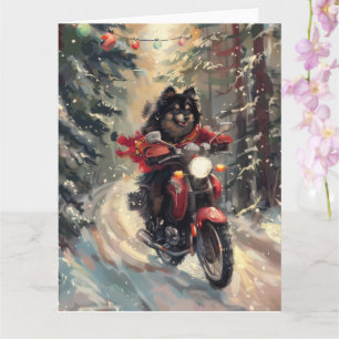 Finska Hund Lapphund Riding Motorcykel jul Kort