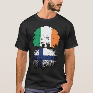 Finska irländska irländska Träd-rötter Flagga T Shirt