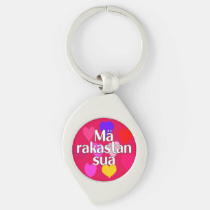 Finska - jag kärlek du swirl silverfärgad nyckelring