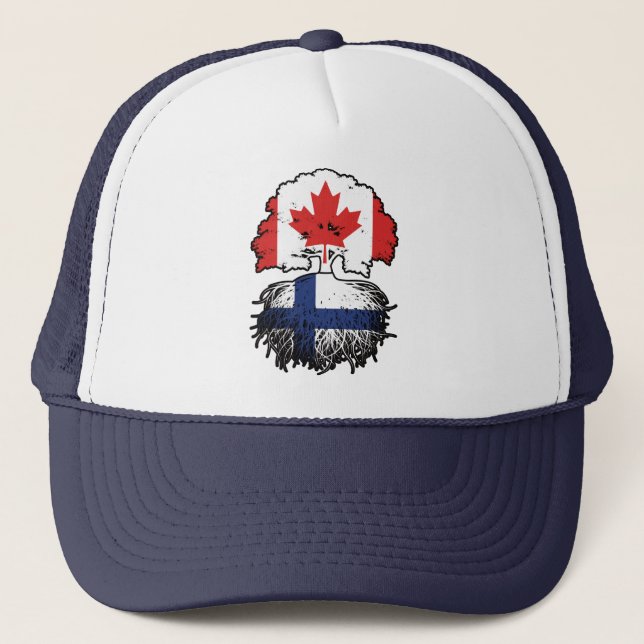 Finska kanadensiska kanadensiska Träd Roots Flagga Keps (Framsida)