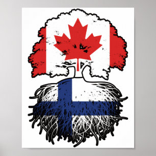 Finska kanadensiska kanadensiska Träd Roots Flagga Poster