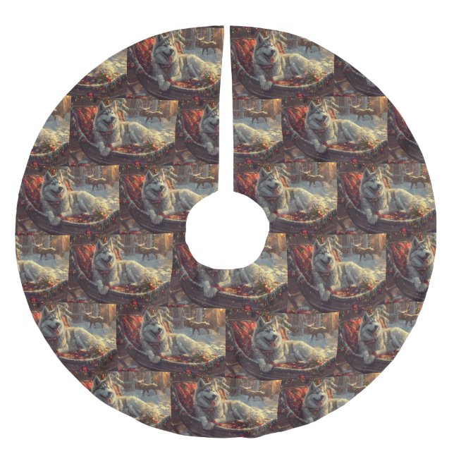 Finska Laphund Hund julfesten Julgransmatta Borstad Polyester (Framsidan)