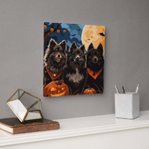 Finska Lapphund Halloween Spooky Fyrkantig Klocka