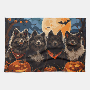 Finska Lapphund Halloween Spooky Kökshandduk