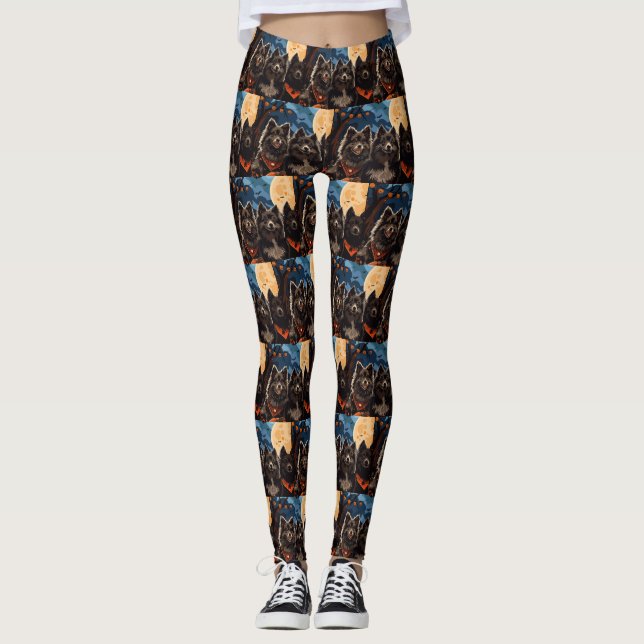 Finska Lapphund Halloween Spooky Leggings (Framsida)