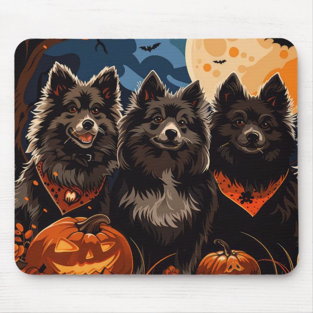 Finska Lapphund Halloween Spooky Musmatta (Framsidan)