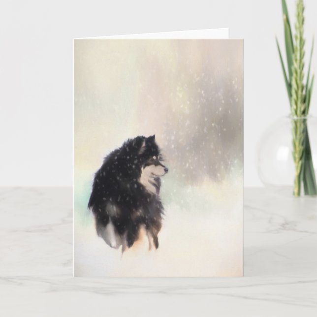 Finska Lapphund Hälsning eller julkort Helgkort (Framsida)