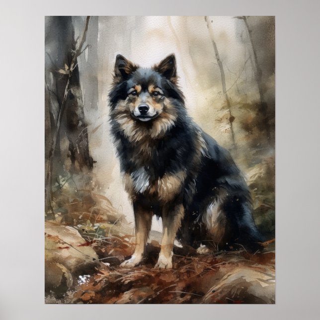 Finska Lapphund Hund Art Print Poster (Framsidan)