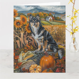 Finska Lapphund Hund Autumn Harvest Thanksgiving Kort