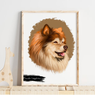 Finska Lapphund Hund Porträtt   Pet Porträtt Wall Poster
