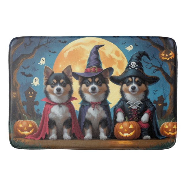 Finska Lapphund Hundar Pumpkin Halloween Funny Badrumsmatta (Framsidan)