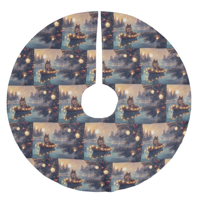 Finska Lapphund-juljulen Festive Voyage Julgransmatta Borstad Polyester (Framsidan)