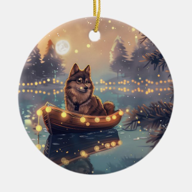 Finska Lapphund-juljulen Festive Voyage Julgransprydnad Keramik (Framsidan)