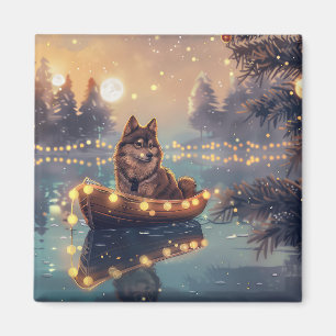 Finska Lapphund-juljulen Festive Voyage Magnet