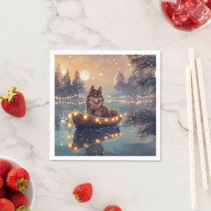 Finska Lapphund-juljulen Festive Voyage Pappersservett