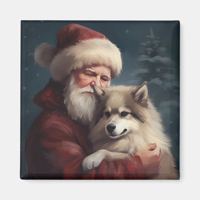Finska Lapphund Jultomten - jul Magnet (Framsidan)