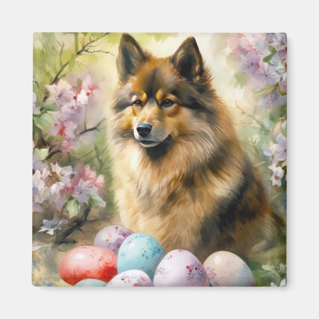 Finska Lapphund med Påskägg Magnet (Framsidan)
