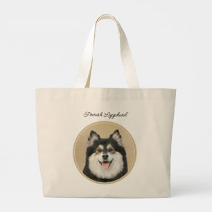 Finska Lapphund Painting Black och Tan Hund Art Jumbo Tygkasse