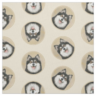 Finska Lapphund Painting Black och Tan Hund Art Tyg