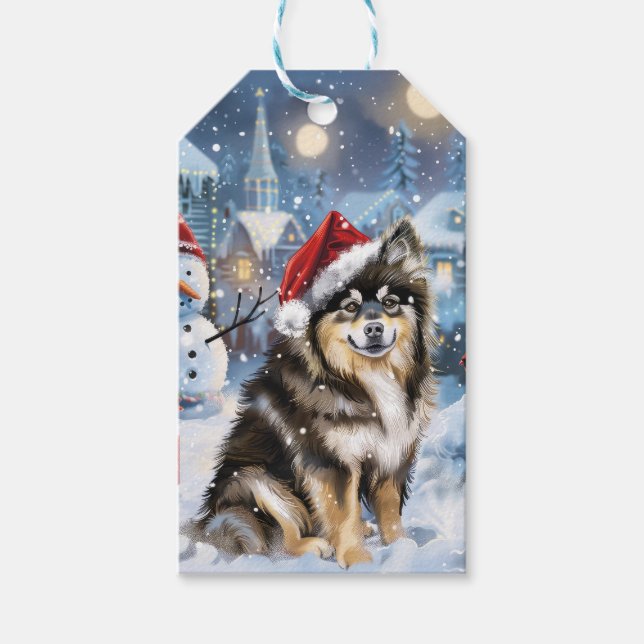 Finska Lapphund Winter Wonderland jul Joy Presentetikett (Framsidan)