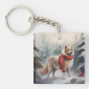 Finska Lappund Hund i Snö jul