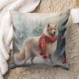 Finska Lappund Hund i Snö jul Kudde