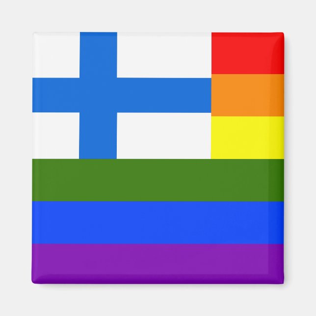FINSKA LGBT RAINBOW FINLAND FLAGGA MAGNET (Framsidan)