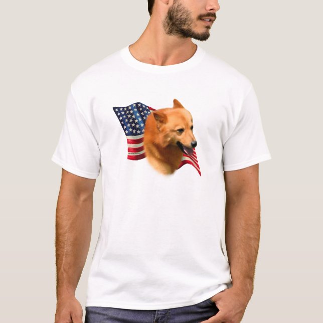 Finska Spitz Flagga T Shirt (Framsida)