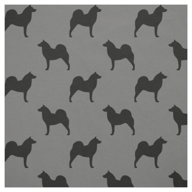 Finska Spitz Hund aveln Silhouettes Patterned Tyg (Provkarta)