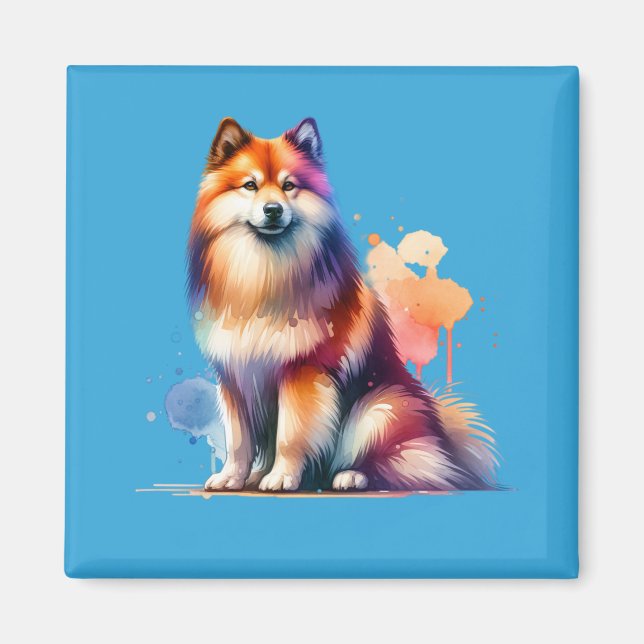 Finska Spitz Hund Magnet (Framsidan)