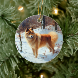 Finska Spitz Låt det snöa jul Julgransprydnad Keramik