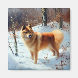 Finska Spitz Låt det snöa jul Magnet