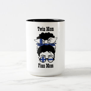 Finska Twin Mamma med Messy Bun Två-Tonad Mugg