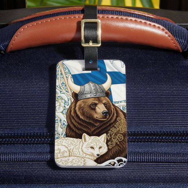 Finska Viking Bear, Arktiska räven Art nouveau Bagagebricka (Framsida Insitu 2)