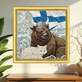 Finska Viking Bear, Arktiska räven Art nouveau Fyrkantig Klocka