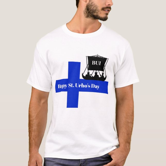 Finska Viking Party Boat for St. Urho T-Shirt (Framsida)