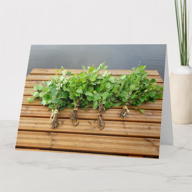 Finskt bastu-tema hälsning-kort kort (Framsida)