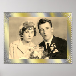 Fint anpassningsbar av guld silver gräns ram poster