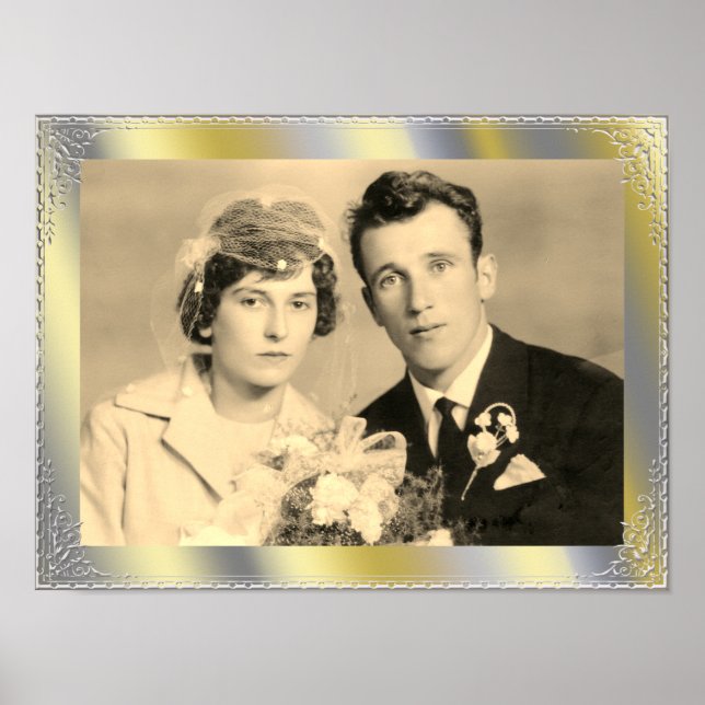 Fint anpassningsbar av guld silver gräns ram poster (Framsidan)