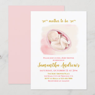 Fint Baby i Womb Teckning Baby Shower Invit Inbjudningar