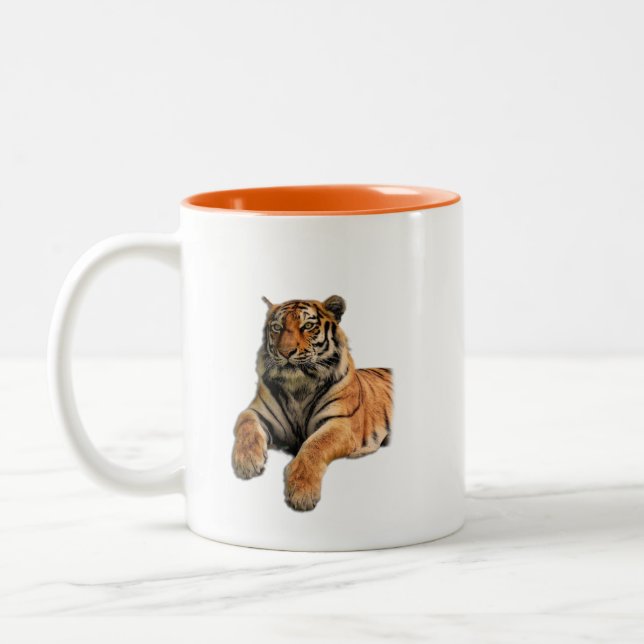 Fint Bengal Tiger Ansikte & Tass Photo Två-Tonad Mugg (Vänster)