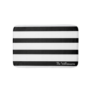 Fint Black and White Stripe Badrumsmatta