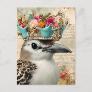 Fint Blue Bird i en flony Krona Collage Vykort