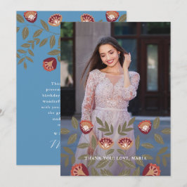 Fint Blue Quinceanera Fiesta Tack Photo Inbjudningar