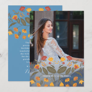 Fint Blue Quinceanera Fiesta Tack Photo Inbjudningar