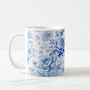 Fint Blue & Vit ros & Wildblommor Kaffemugg