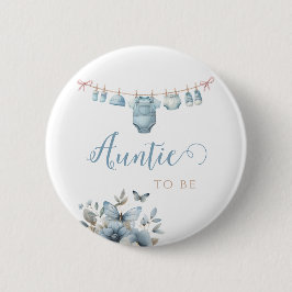 Fint Blue Whimsical Barnkläders Auntie Badge Knapp