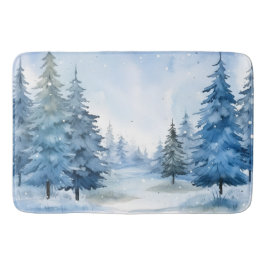 Fint Blue Winter Skogen Scene Badrumsmatta
